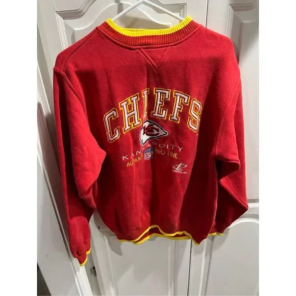VINTAGE 90S NFL KANSAS CITY CHIEFS LOGO ATHLETIC PROLINE SWEATSHIRT Med - Picture 1 of 9